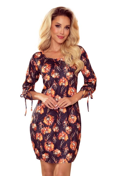 281-6 SOPHIE Wygodna sukienka Oversize - POMARAŃCZOWE KWIATY 281-6 SOPHIE Wygodna sukienka Oversize - POMARAŃCZOWE KWIATY
