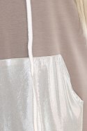 591-1 Sukienka kangurka z kapturem i metalicznymi detalami - Mocha Mousse | Numoco Basic